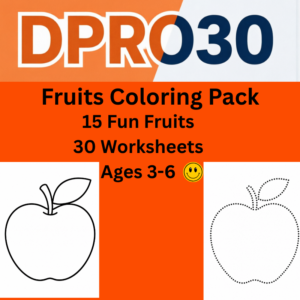 Fruits Coloring Pages for Kids - 15 Fun Fruits with Tracing - DPRO30