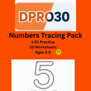 Numbers Tracing Pack 1-20 Worksheets for Kids Ages 3-6 - DPRO30